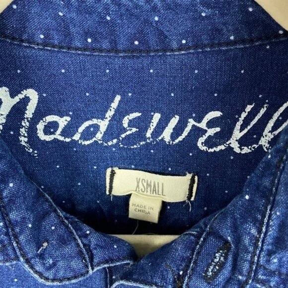 Madewell Chambray Pindot Popover Long Sleeve Shirt Button Placket Size XS Top - Picture 7 of 8